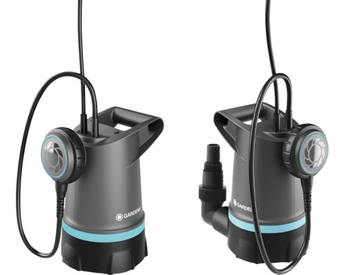 Deux pompes d''eaux chargées Gardena avec câble d''alimentation et poignée