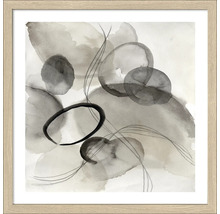 Image aquarelle abstraite encadrée avec cercles et lignes
