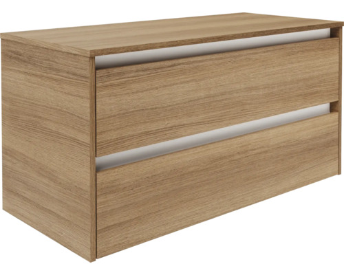 Meuble sous vasque FACKELMANN VITA lxhxp 1004 x 516 mm x 465 mm avec plan de toilette couleur de façade summer oak Meuble sous-lavabo avec deux tiroirs