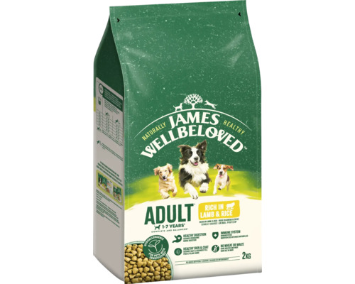 Hundefutter trocken JAMES WELLBELOVED™ Adult Lamm & Reis 2 kg hypoallergen James Wellbeloved Adult Hundetrockenfutter mit Lamm und Reis in einer 2 Kilogramm Packung