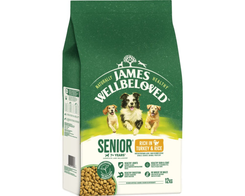 Hundefutter trocken JAMES WELLBELOVED™ Senior Turkey & Rice 12 kg, mit Truthahn, Reis, hypoallergen James Wellbeloved Senior Hundefutter mit Truthahn und Reis für ältere Hunde ab 7 Jahren, 12 Kilogramm