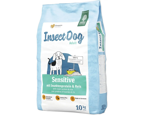 Croquettes GREEN PETFOOD Insect Dog Adult Sensitiv avec protéines d'insectes & riz 10 kg sans gluten Insect Dog Adult Sensitive nourriture pour chiens avec protéines d''insectes et riz, 10 kilogrammes