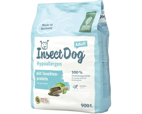Hundefutter trocken GREEN PETFOOD Insect Dog Adult Hyperallergen mit Insektenprotein 900 g Getreidefrei InsektDog Adult Hundefutter hypoallergen, 900 Gramm Packung
