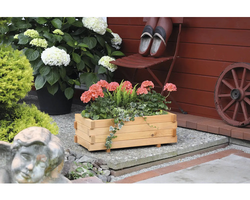 Jardinière «Empoli» avec film pour plantes en bois 29 x 59 x 20,5 cm couleur miel