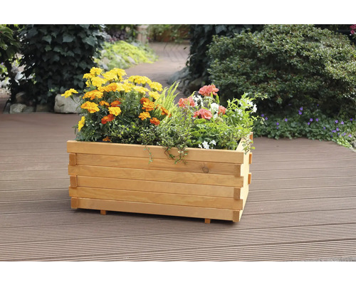 Jardinière «Lucca» avec film pour plantes en bois 39 x 69 x 29,5 cm couleur miel