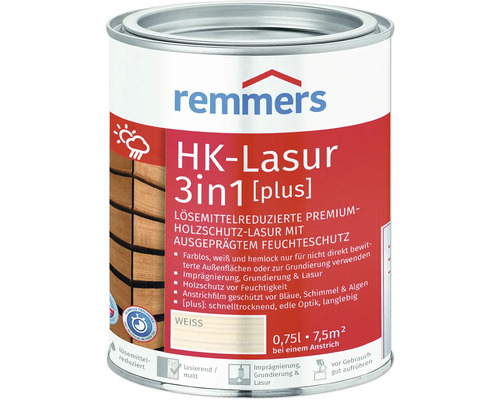 Lasure Remmers HK 3en1 [plus] blanc 750 ml
