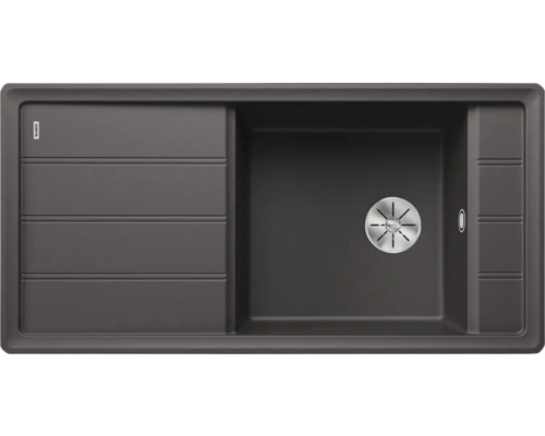 Évier de cuisine gris foncé avec égouttoir et cuve