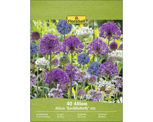 Bulbes d'ail/ail d'ornement 'Bee- & Butterfly-Mix' FloraSelf 40 pièces FloraSelf 40 Allium Mélange Abeille et Papillon Emballage