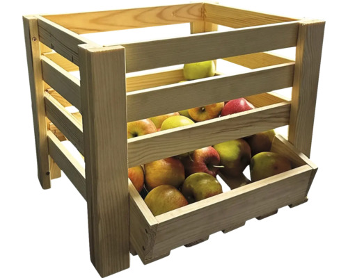 Caisse en bois avec des pommes