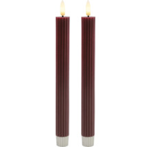 Deux bougies piliers côtelées avec flamme LED