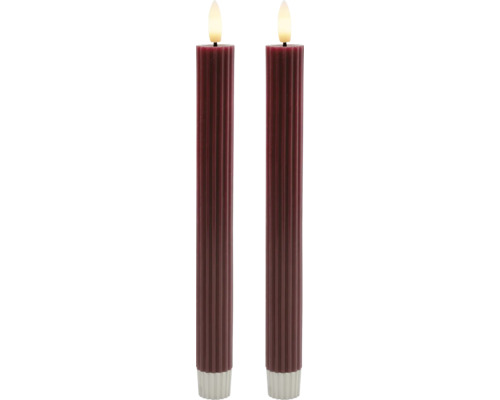 Deux bougies piliers côtelées avec flamme LED
