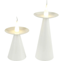 Deux lampes de table LED blanches en forme de cône