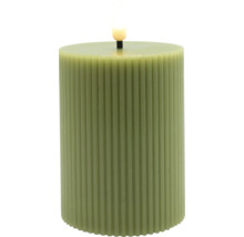 Bougie LED décorative en cire véritable avec motif rainuré