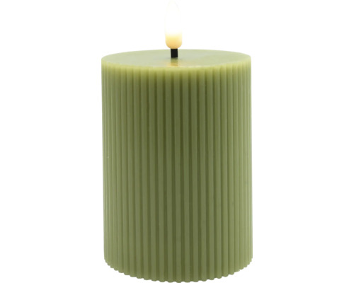 Bougie LED décorative en cire véritable avec motif rainuré