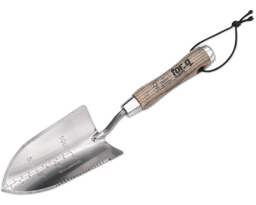 Transplantoir vintage for_q Transplantoir de jardin en acier inoxydable avec manche en bois et marquage de profondeur