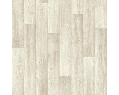 Sol PVC Larissa aspect lames en bois blanc lames 12,5x100 cm largeur 300 cm (au mètre)