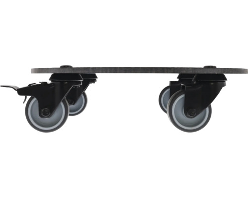 Planche à roulettes avec quatre roulettes pivotantes