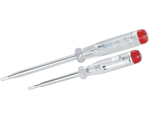 Deux tournevis testeurs de phase avec manche transparent