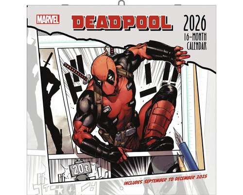 Deadpool Kalender für 16 Monate, inklusive September bis Dezember 2025, für das Jahr 2026