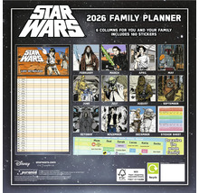 Agenda familiale Star Wars 2026 avec six colonnes et 180 autocollants