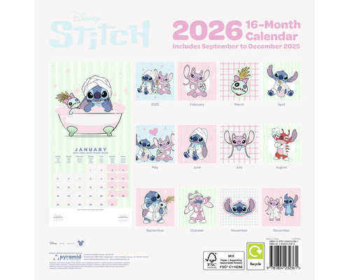 Disney Stitch Kalender 2026, 16-Monatskalender inklusive September bis Dezember 2025