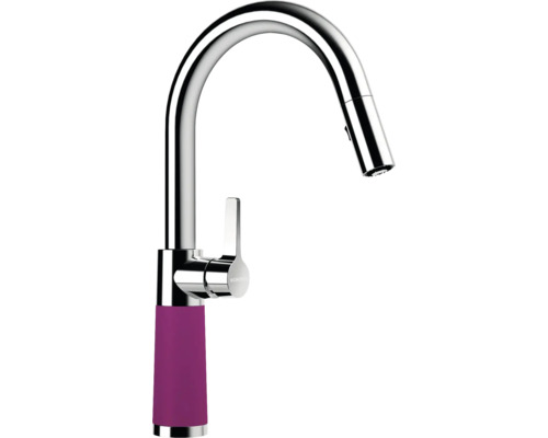 Schock Küchenarmatur mit herausziehbaren Auslauf SC-520 berry satiniert 555120BRY Küchenarmatur mit hohem Auslauf und Handbrause