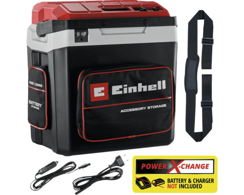 Glacière sans fil Einhell TE-COL 18/27 refroidit et maintient au cahud volume de 27 litres, sans batterie ni chargeur Glacière Einhell avec compartiments pour accessoires et bandoulière. Batterie et chargeur non inclus.