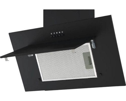 Schwarze Dunstabzugshaube mit Metallfettfilter