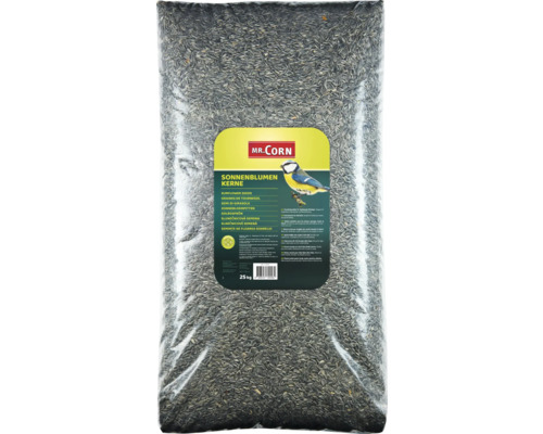 Nourriture pour oiseaux sauvages Mr. Corn graines de tournesol 25 kg nourriture à oiseaux pour toute l'année Sac de graines de tournesol, 25 kg, nourriture pour oiseaux