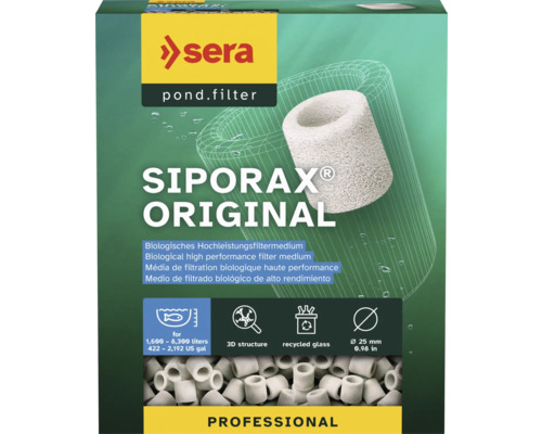 Média filtrant sera Pond Siporax Original 10 l (2 kg), média filtrant biologique haute performance ⌀ env. 25 mm