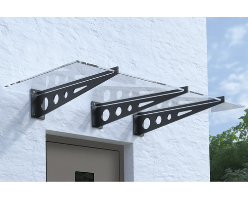 Auvent ARON en appentis Metz verre de sécurité feuilleté 200x105 cm anthracite sans profilé de raccordement mural