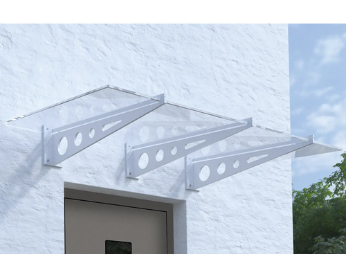 Auvent ARON en appentis Metz verre de sécurité feuilleté 200x105 cm blanc sans profilé de raccordement mural