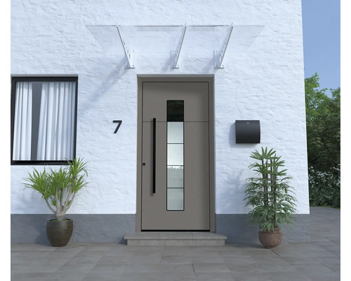 Hausfassade mit Haustür, Briefkasten und Fenster