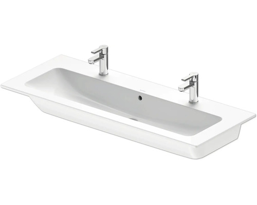 Keramikwaschtisch mit zwei Armaturen für das Badezimmer