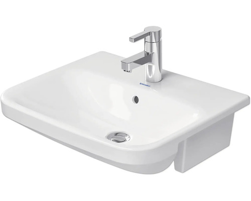 Lavabo semi-encastré DURAVIT DuraStyle 55 x 45,5 cm blanc brillant 0375550000 Vasque en céramique avec robinet pour la salle de bains