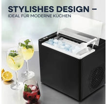 Eiswürfelmaschine mit Eiswürfeln, Eisschaufel und Getränken