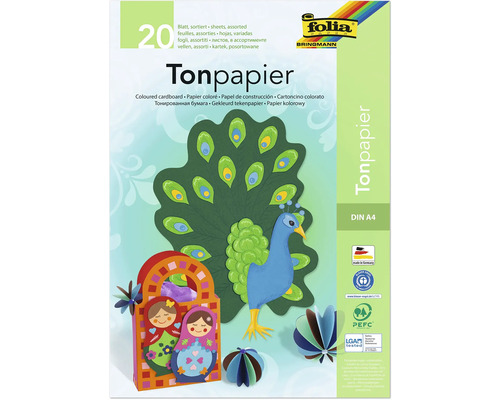 Papier cartonné coloré DIN A4, 20 feuilles, adapté aux travaux manuels