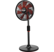 Ventilateur sur pied avec pales de rotor rouges et grille de protection noire