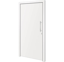 ARON HaustürBasic 3101 Aluminium-Kunststoff-Verbund RAL 9016 verkehrsweiß 1000x2000 mm beidseitig flügelüberdeckend DIN Rechts inkl.Stoßgriffset,Innendrücker in Edelstahl,Profilzylinder mit 3 Schlüsseln