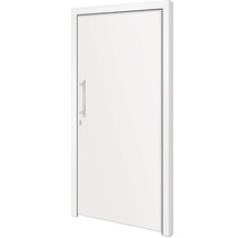 ARON HaustürBasic 3101 Aluminium-Kunststoff-Verbund RAL 9016 verkehrsweiß 1000x2000 mm beidseitig flügelüberdeckend DIN Links inkl.Stoßgriffset,Innendrücker in Edelstahl,Profilzylinder mit 3 Schlüsseln