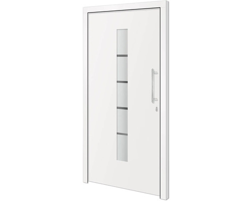 Weiß Haustür mit Glaseinsatz und Edelstahlgriff