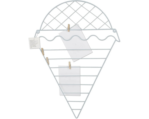 Dekorativer Memohalter in Form einer Eiswaffel mit Wäscheklammern zum Befestigen von Notizen oder Fotos