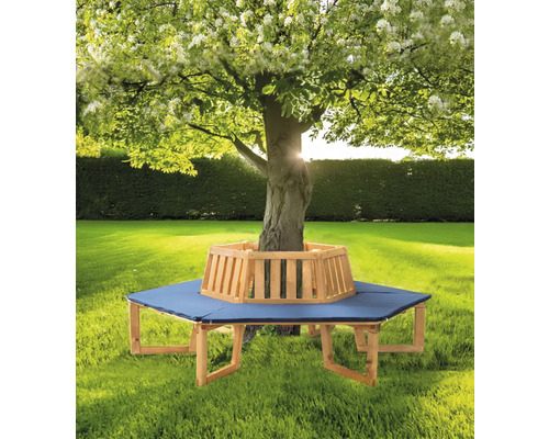 Banc pour contour d'arbre 360° 4 places marron avec galettes d'assise