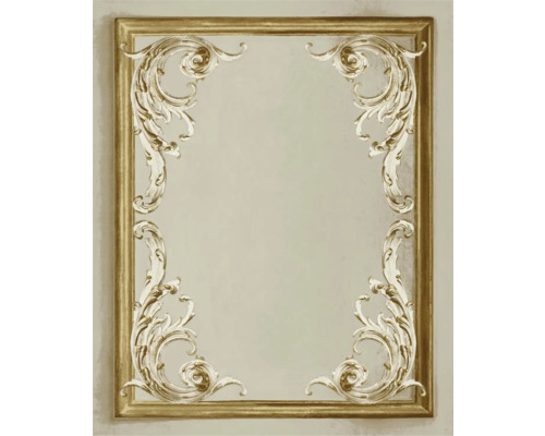 Miroir rectangulaire avec cadre doré et décorations florales