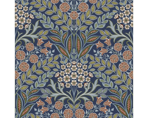 Vliestapete IC2105 Icon Floral blau braun Blumentapete mit Blättern und Blumenmuster