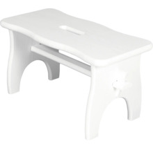 Marchepied blanc en bois avec trou de préhension