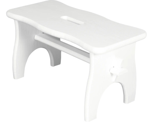 Marchepied blanc en bois avec trou de préhension