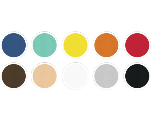 Farbpalette mit zehn Farbmustern