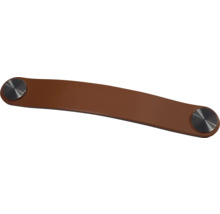 Poignée en cuir marron avec éléments métalliques