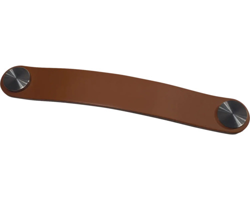 Poignée en cuir marron avec éléments métalliques